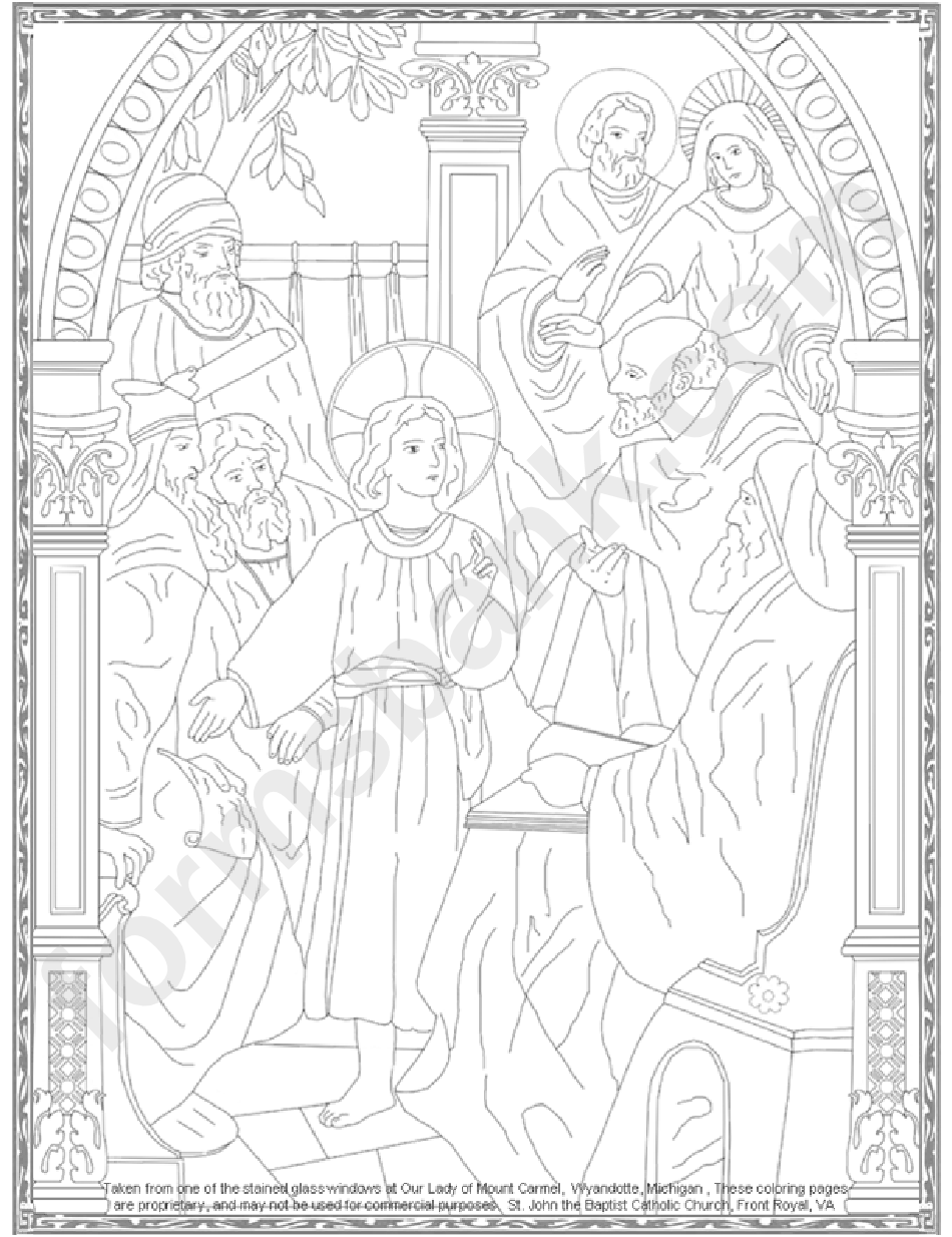 Little Jesus In The Jerusalem Temple Coloring Sheet