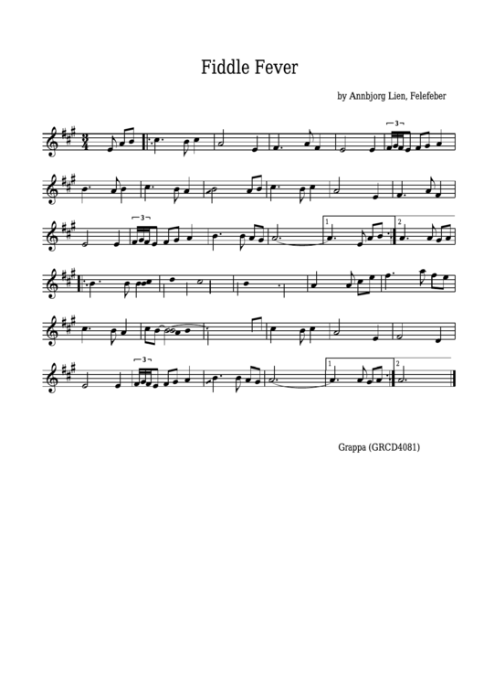 Lien Fiddle Fever Sheet Music printable pdf download