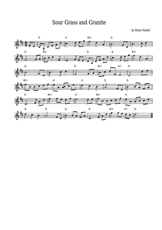 Brian Pickell - Sour Grass And Granite Sheet Music Printable pdf