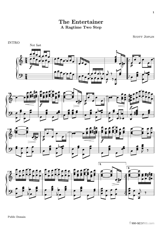 Scott Joplin - The Entertainer A Ragtime Two Step Sheet Music Printable pdf