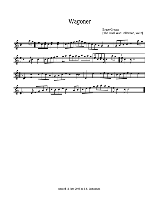 Bruce Greene - Wagoner Sheet Music - The Civil War Collection, Vol.2 Printable pdf