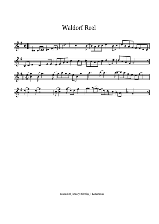 Waldorf Reel Sheet Music Printable pdf