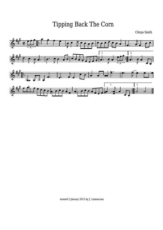 Chirps Smith - Tipping Back The Corn Sheet Music Printable pdf