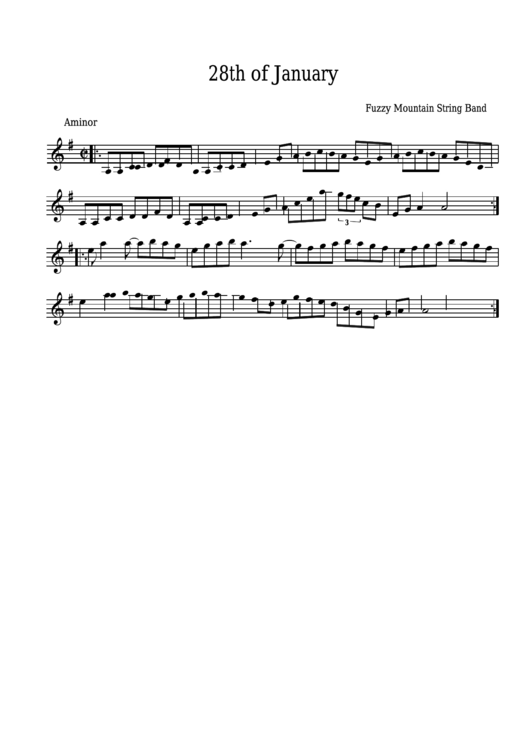 Fuzzy Mountain String Band - 28th Of January Sheet Music Printable pdf