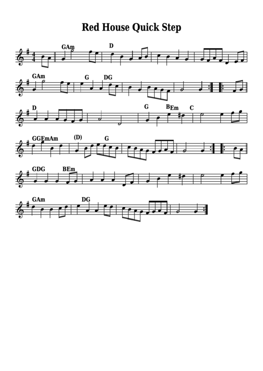 Red House Quick Step Sheet Music Printable pdf