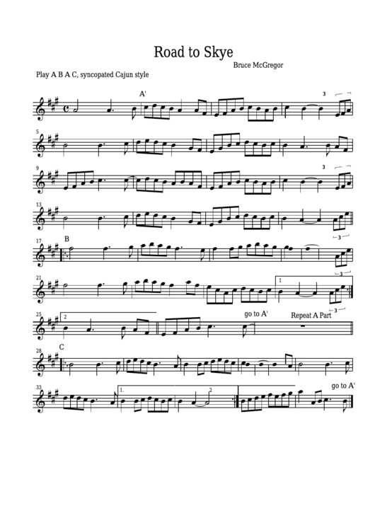 Bruce Mcgregor - Road To Skye Sheet Music Printable pdf