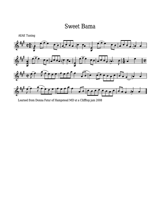 Sweet Bama Sheet Music Printable pdf