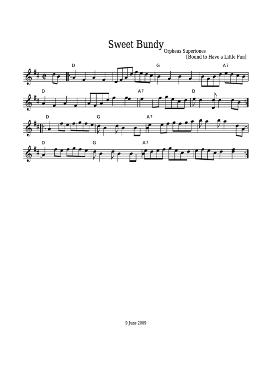 Orpheus Supertones - Sweet Bundy Sheet Music - Bound To Have A Little Fun Printable pdf