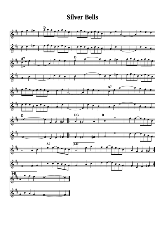 Silver Bells Sheet Music Printable pdf