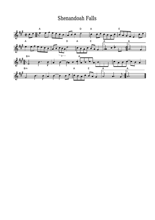 Shenandoah Falls Sheet Music Printable pdf