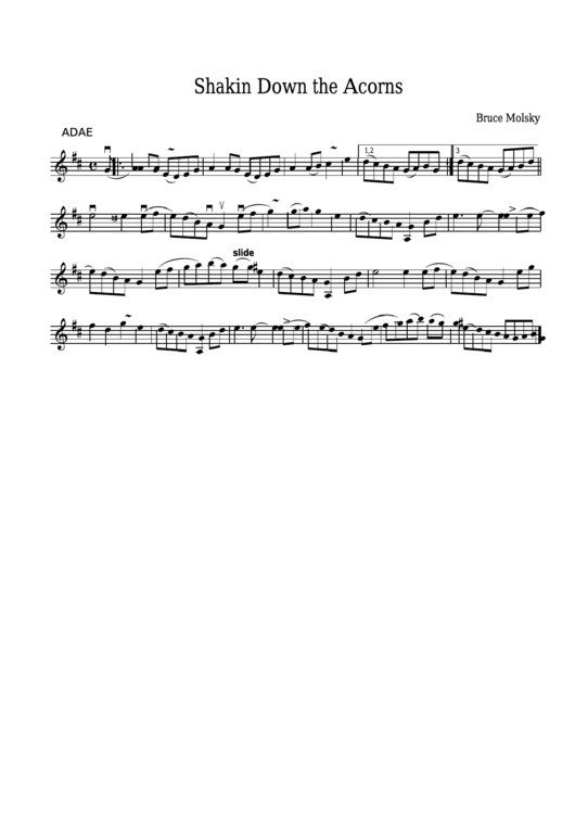 Bruce Molsky - Shakin Down The Acorns Sheet Music Printable pdf