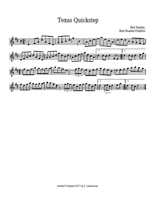 Red Steeley - Texas Quickstep Sheet Music Printable pdf