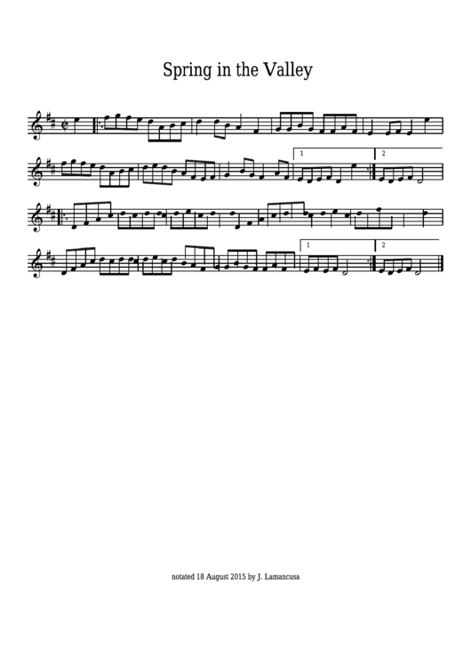 Spring In The Valley Sheet Music Printable pdf