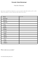 Elements Periodic Table Worksheet With Answers
