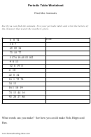 Animals Periodic Table Worksheet With Answers