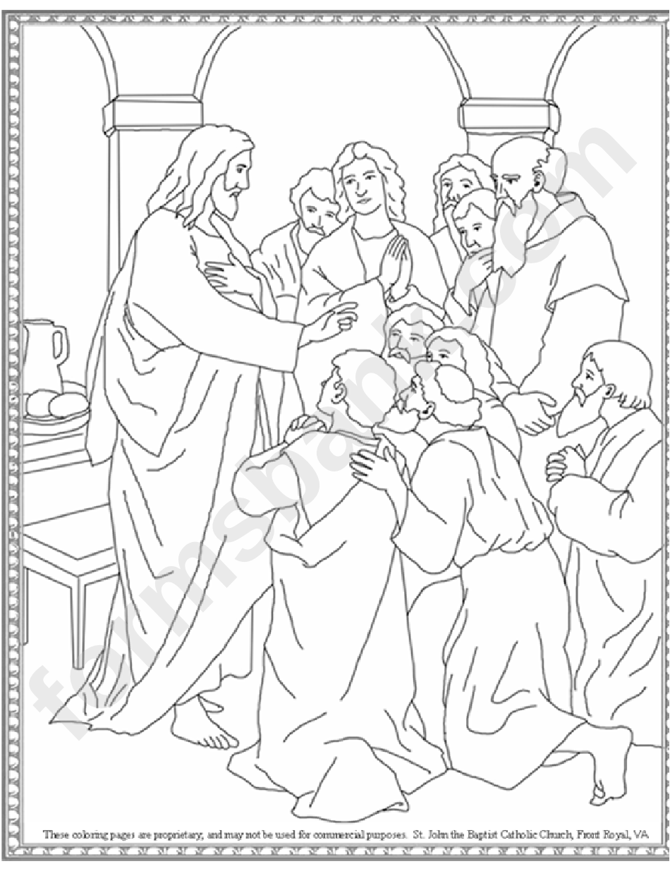 Christ With The Apostles Coloring Sheet
