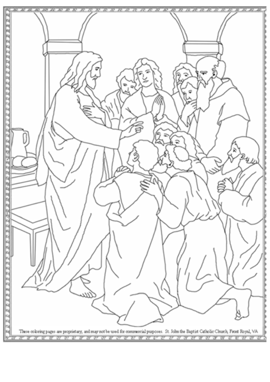 Christ With The Apostles Coloring Sheet Printable pdf