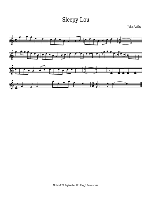 John Ashby - Sleepy Lou Sheet Music Printable pdf