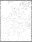 Jesus With The Children Coloring Sheet