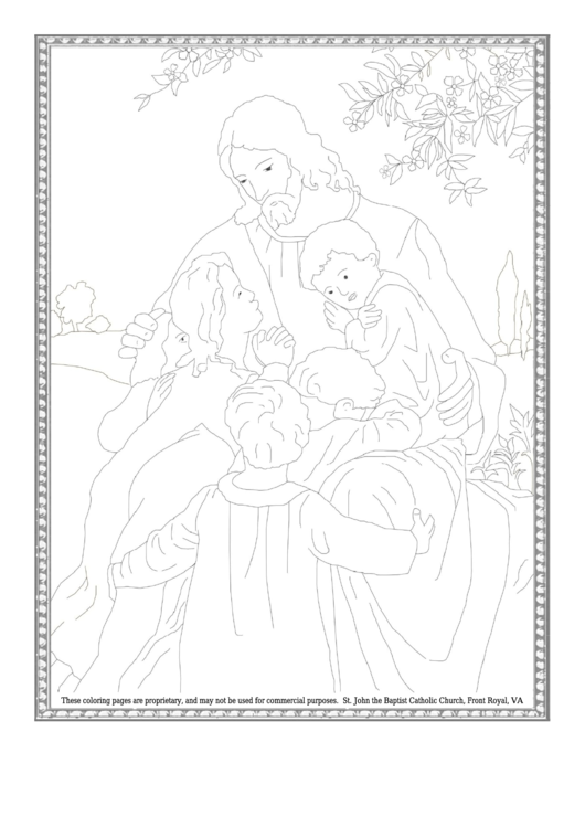 Jesus With The Children Coloring Sheet Printable pdf