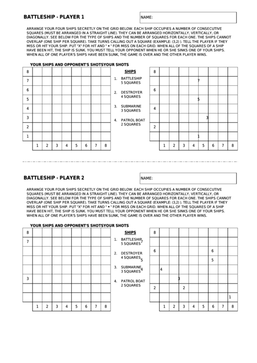 Battleship Worksheet Printable pdf
