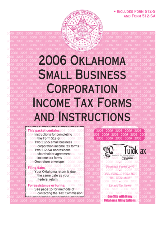 Form 512-S And Form 512-Sa - Oklahoma Small Business Corporation Income Tax - 2006 Printable pdf