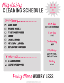 My Daily Cleaning Schedule Template