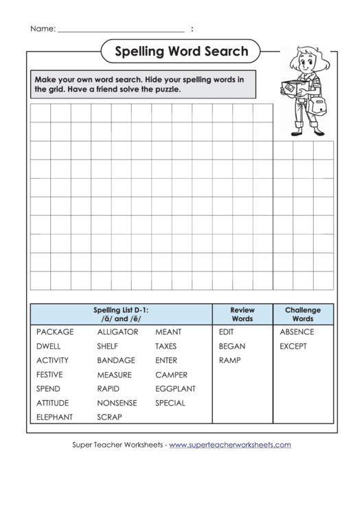 Spelling Word Search Activity Sheet Printable pdf