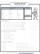 Spelling Words Activity Sheet With Answers Printable pdf