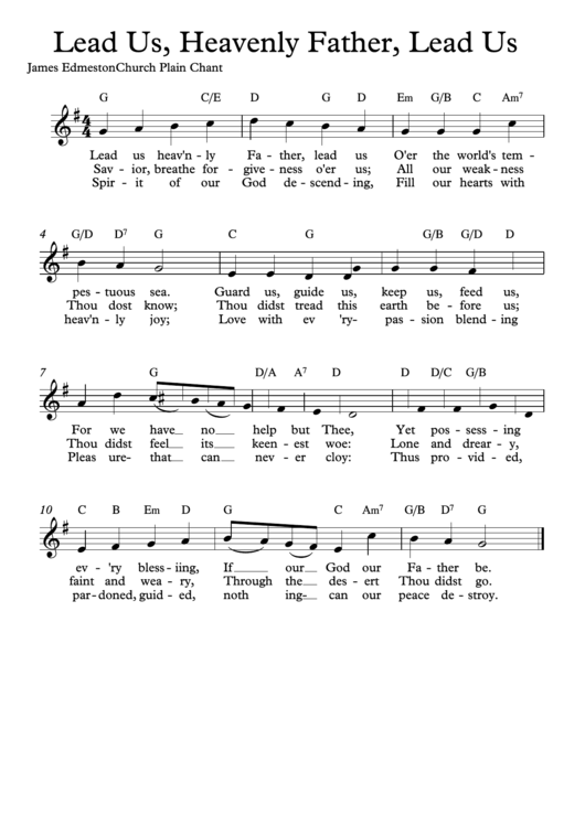 James Edmeston - Lead Us, Heavenly Father, Lead Us Sheet Music Printable pdf