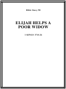 Elijah Helps A Poor Widow Bible Activity Sheet Set