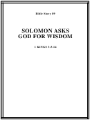 Solomon Asks God For Wisdom Bible Activity Sheet Set