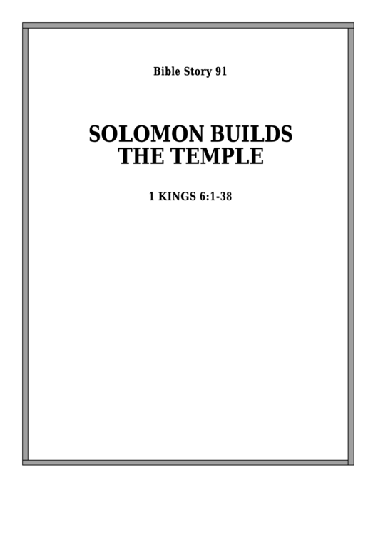 Solomon Builds The Temple Bible Activity Sheet Set Printable pdf
