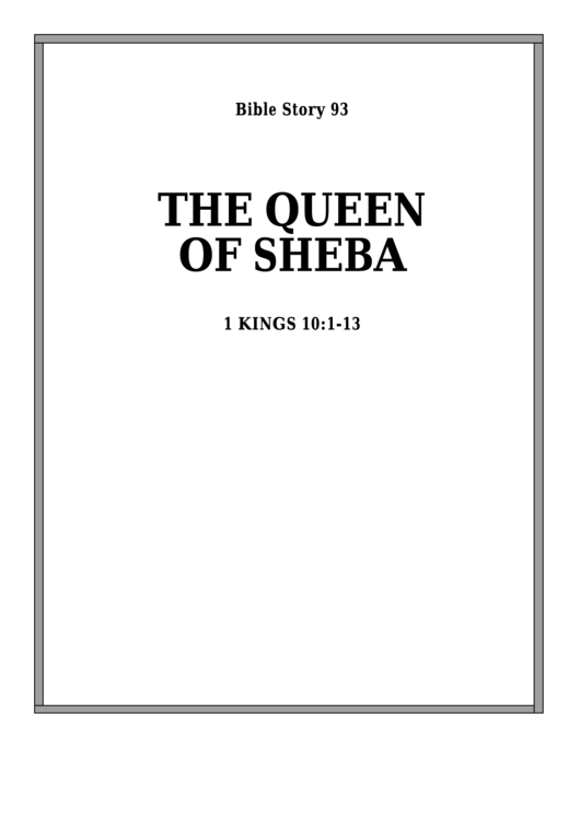 The Queen Of Sheba Bible Activity Sheet Set Printable pdf