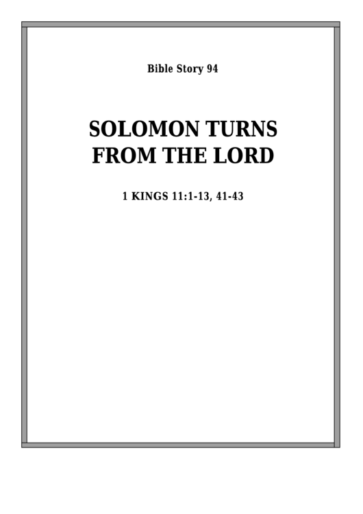 Solomon Turns From The Lord Bible Activity Sheet Set Printable pdf