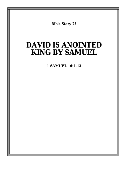 David Is Anointed King By Samuel Bible Activity Sheet Set Printable pdf