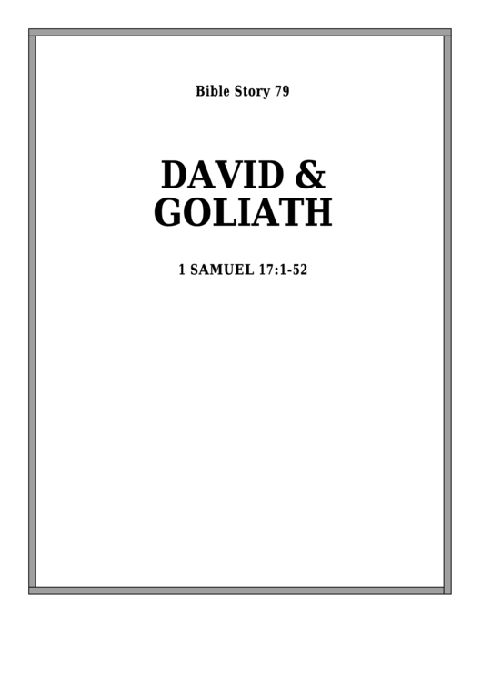 David And Goliath Bible Activity Sheet Set Printable pdf