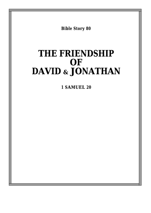 The Friendship Of David And Jonathan Bible Activity Sheet Set Printable pdf