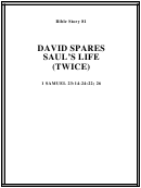 David Spares Saul's Life (twice) Bible Activity Sheet Set