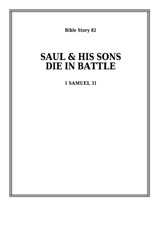 Saul And His Sons Die In Battle Bible Activity Sheet Set Printable pdf