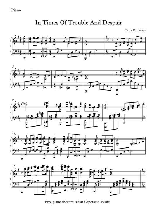Peter Edvinsson - In Times Of Trouble And Despair Sheet Music Printable pdf