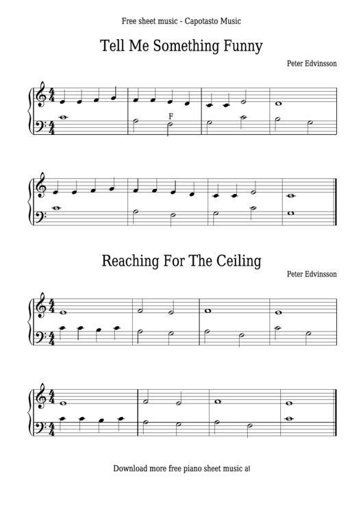Peter Edvinsson - Tell Me Something Funny, Reaching For The Ceiling Sheet Music Printable pdf