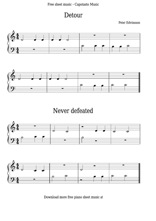 Peter Edvinsson - Detour & Never Defeated Sheet Music Printable pdf