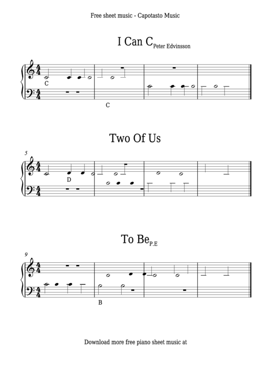 Peter Edvinsson - I Can C & Two Of Us & To Be Sheet Music Printable pdf