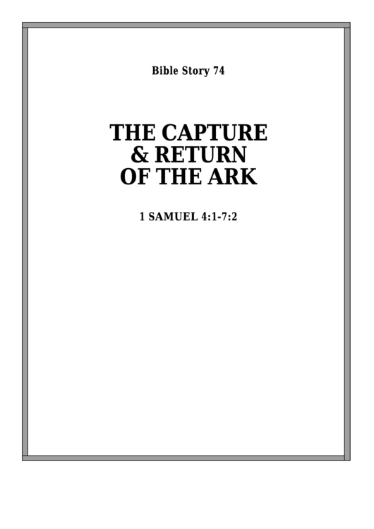 The Capture & Return Of The Ark Bible Activity Sheet Set Printable pdf
