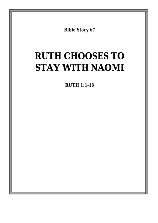 Ruth Chooses To Stay With Naomi Bible Activity Sheet Set Printable pdf