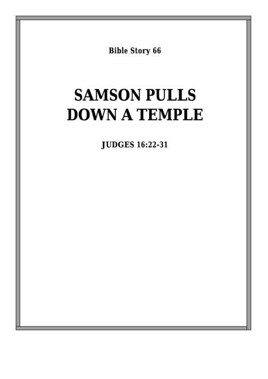 Samson Pulls Down A Temple Bible Activity Sheet Set Printable pdf