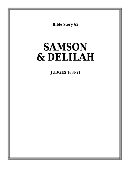 Samson And Delilah Bible Activity Sheet Set Printable pdf