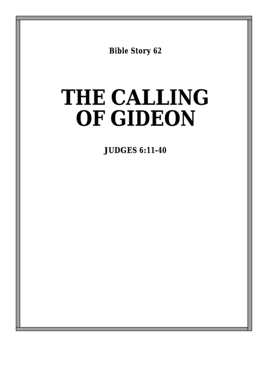 The Calling Of Gideon Bible Activity Sheet Set Printable pdf