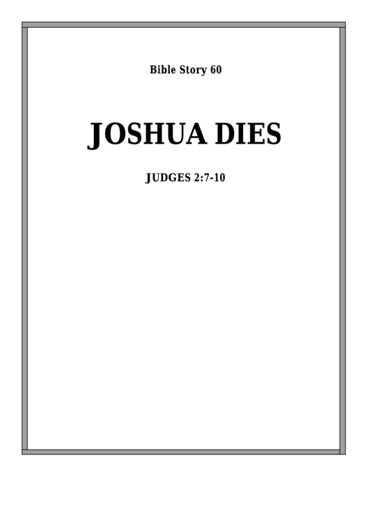 Joshua Dies Bible Activity Sheet Set Printable pdf